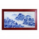 Blue and white landscape porcelain plate painting office mural