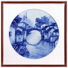 Hand-painted blue and white chinese hanging porcelain plate painting