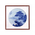 Blue and white chinese hanging porcelain plate painting office