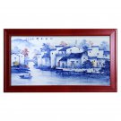 Chinese blue and white porcelain plate painting office decoration