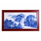 Hand-painted blue and white landscape porcelain plate painting wall