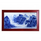 Hand-painted blue and white landscape porcelain plate painting office