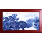Hand-painted porcelain plate painting mountains and flowing water wall