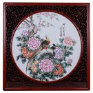 Jingdezhen pastel flowers peonies and birds porcelain plate painting
