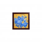 China blue and white peony yellow background porcelain plate painting