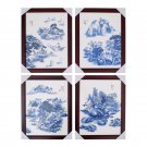 Jingdezhen blue and white landscape ceramic painting hotel club 4pcs