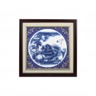 Blue and white landscape ceramic plate painting living room decoration