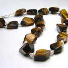  Tiger's Eye Nuggets & Freshwater Cultured Pearl Necklace