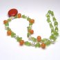 Red Jasper, Carnelian, Peridot, Cultured Pearl Delicate Gemstone Necklace - 925