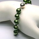  Green Shell Pearl Bracelet - 925 silver clasp