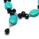  Stabilised Turquoise & Onyx Briolette Necklace