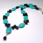 Stabilised Turquoise & Onyx Briolette Necklace