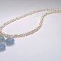 White Cultured Pearls & Blue Chaldedony Drop Necklace - 925