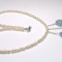 White Cultured Pearls & Blue Chaldedony Drop Necklace - 925