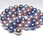  8mm Blue Mauve & Silver South Sea Shell Pearl Necklace - 925 silver