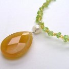  Faceted Orange Agate Drop & Peridot Necklace - 925