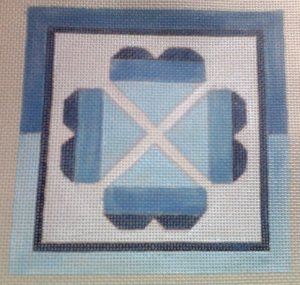 Hand Painted Needlepoint Canvas--Blue Hearts