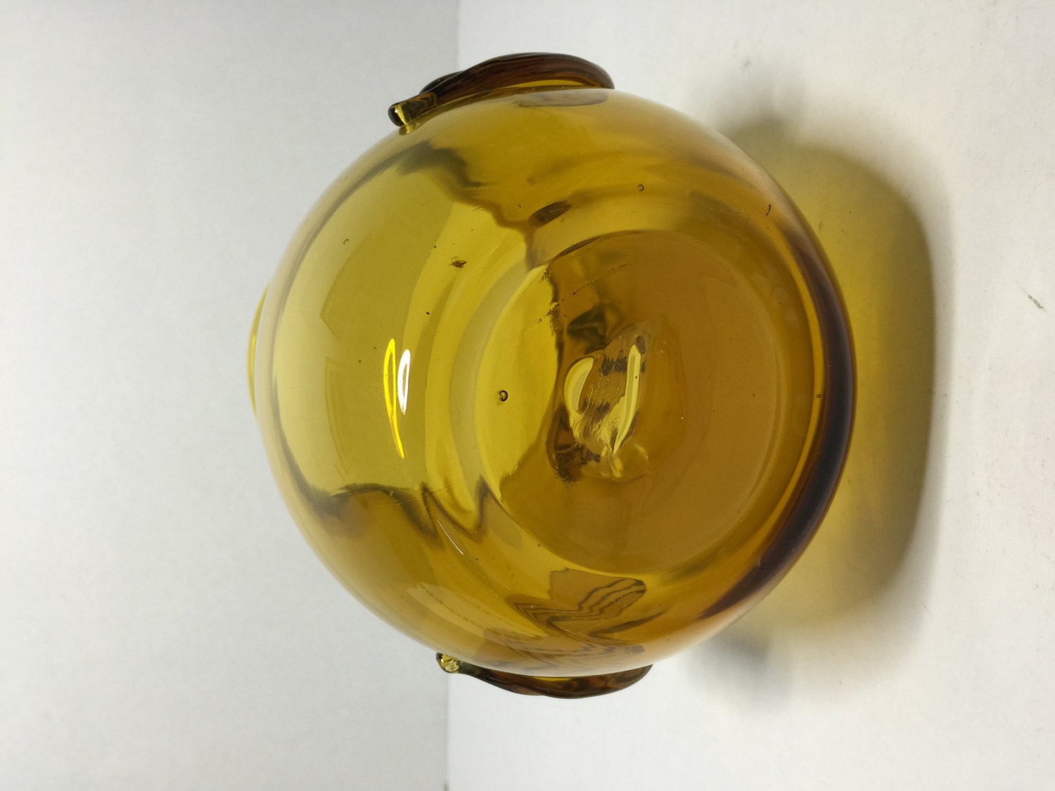 Vintage Amber Art Glass Owl Vase