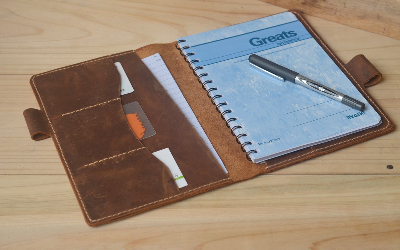A5 Leather Folio Cover,Diary Notebook Case,Personalized Handmade Folder
