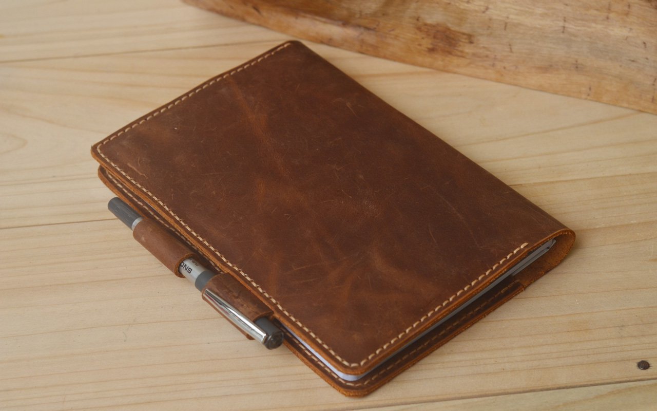 A5 Leather Folio Cover,Diary Notebook Case,Personalized Handmade Folder