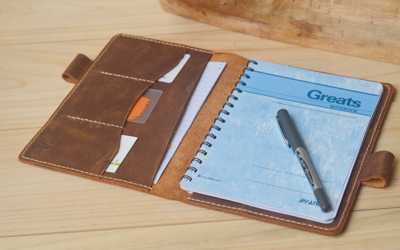 A5 Leather Folio Cover,Diary Notebook Case,Personalized Handmade Folder