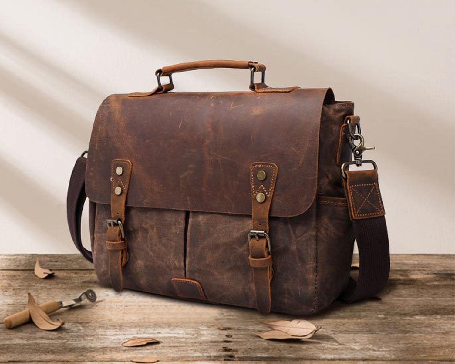 Crazy Horse Leather Men Messenger Bag,Shoulder Carrying Laptop Bag