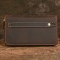 Crazy Horse Leather Hand Clutch with Handle, Genuine Leather Wallet Bag,Men Hand Carrying Purse