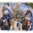 Primitive Snowman Dolls Mom & Daughter Going Ice Skating E-Pattern