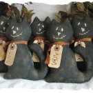 Primitive 5 Whimsical Kats of Halloween Ornie E-Pattern