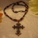 Black and Red Cross Necklace