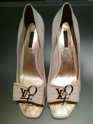 Louis Vuitton Canvas Open-Toe Heels