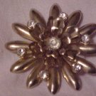 VINTAGE CLEAR RHINESTONE GOLD STARBURST PIN BROOCH VINTAGE CLEAR RHINESTONE GOLD STARBURST PIN BROOCH