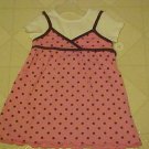 NEW GIRLS SZ 3T PINK BROWN POLKA DOT JUMPER & WHITE TOP