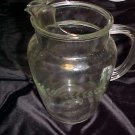 VINTAGE 1950S LAUREL WREATH ETCHED CLEAR GLASS PITCHER