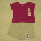 NEW GARANIMALS 12 MO OUTFIT FUSCIA TEE KHAKI SHORTS NEW GARANIMALS 12 MO OUTFIT FUSCIA TEE KHAKI SHORTS
