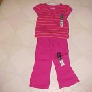 NEW FADED GLORY 18 MO GIRLS PINK TOP & PANTS OUTFIT