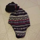 NEW FADED GLORY BLACK WHITE GRAY WINTER HAT & MITTENS