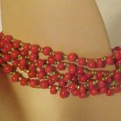 BRAND NEW 5 STRAND RED GLASS BEAD BRACELET BRAND NEW 5 STRAND RED GLASS BEAD BRACELET