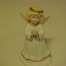 BISQUE PORCELAIN GOLDEN BLESSING GIRL ANGEL FIGURINE