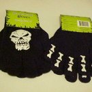 NEW HALLOWEEN GOTH BLACK GLOW IN DARK SKULL GLOVES AGES 8+ ONE SIZE FITS MOST