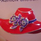 LOVELY BRAND NEW RED HAT SOCIEITY RHINESTONE PIN BROOCH LOVELY BRAND NEW RED HAT SOCIEITY RHINESTONE PIN BROOCH