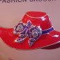 LOVELY BRAND NEW RED HAT SOCIEITY RHINESTONE PIN BROOCH