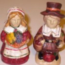 BRAND NEW PORCELAIN THANKSGIVING PILGRIM MAN WOMAN SALT & PEPPER SHAKERS