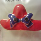 LOVELY BRAND NEW RED HAT SOCIETY AORORA BOREALIS RHINESTONE PIN BROOCH