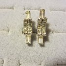 LOVELY VINTAGE CLEAR RHINESTONE SILVER TONE SCREW EARRINGS