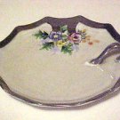 Vintage Made In Japan Porcelain Silver Decorated Cup Handle Candy Dish Plate Vintage Made In Japan Porcelain Silver Decorated Cup Handle Candy Dish Plate