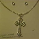 BRAND NEW CLEAR RHINESTONE CRUCIFIX NECKLACE & PIERCED EARRINGS JEWELRY SET BRAND NEW CLEAR RHINESTONE CRUCIFIX NECKLACE & PIERCED EARRINGS JEWELRY SET