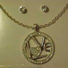 BRAND NEW RHINESTONE CIRCLE OF LOVE NECKLACE AND PIERCED EARRINGS JEWELRY SET BRAND NEW RHINESTONE CIRCLE OF LOVE NECKLACE AND PIERCED EARRINGS JEWELRY SET