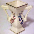 Vintage Porcelain Double Open Handle Four Sided Panel 6-1/2 Inch Tall Vase Vintage Porcelain Double Open Handle Four Sided Panel 6-1/2 Inch Tall Vase