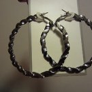 BRAND NEW 2.5 Inch Diameter Silver Tone Hoop Pierced EARRINGS Fashion Jewelry